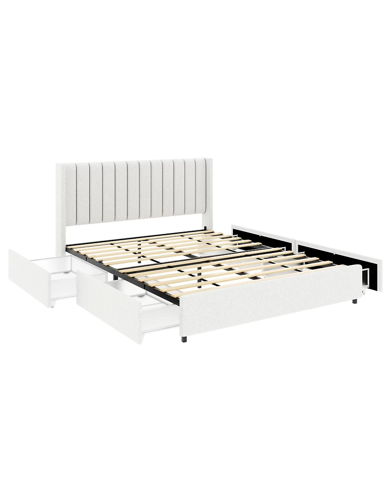 Streamdale Andover Mills Queen Boucle Platform Bed with Storage