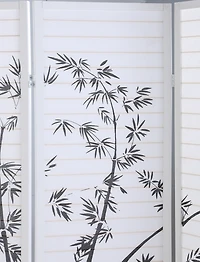 Streamdale Furniture Bamboo Print 4-Panel Framed Room Screen/Divider, White