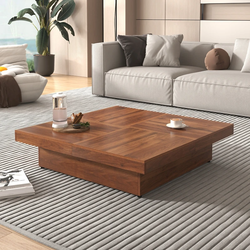 Streamdale Marble Veneer Sliding Top Coffee Table Walnut