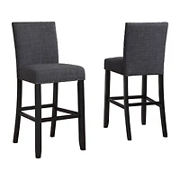 Streamdale Furniture Fabric Bar Stools with Nailhead Trim, Set of 2, Grey