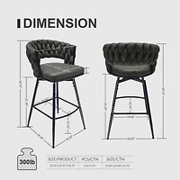 Simplie Fun Luxurious Swivel Bar Stools Woven Backrest, Soft Leather