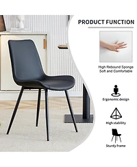 Streamdale Furniture Black Leatherback Dining Chairs with Curved Cushions (Set of 6)