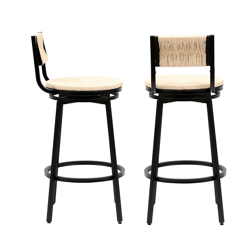 Simplie Fun Handwoven Bar Stool with Ergonomic Design and Durable Metal Base