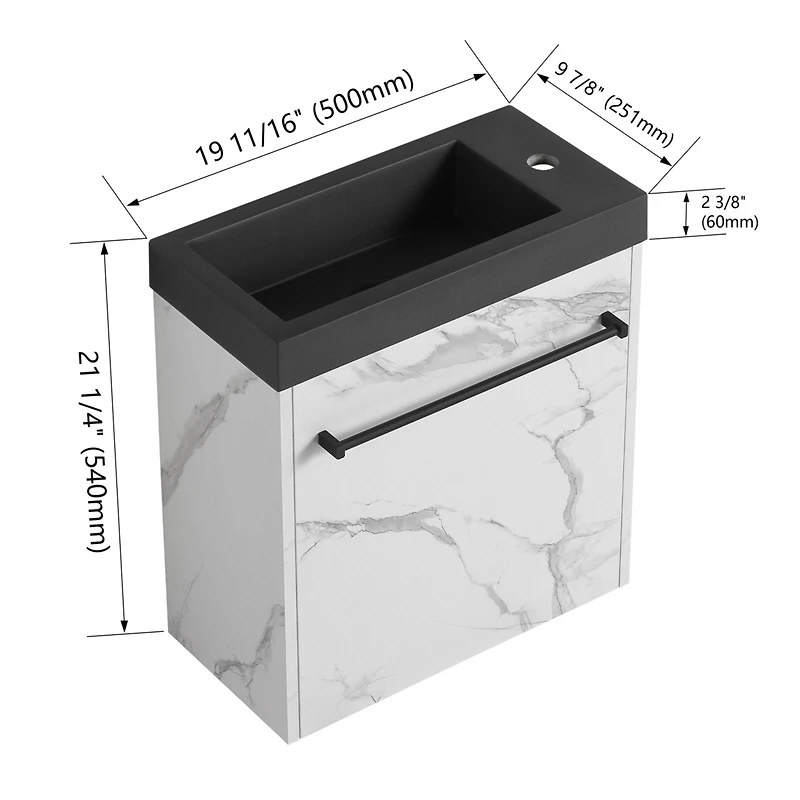 Streamdale Furniture Wall-Mounted Vanity with Soft-Close Doors and Scratch-Proof Surface