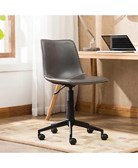 Simplie Fun Faux Leather 360 Swivel Air Lift Office Chair, Antique Gray