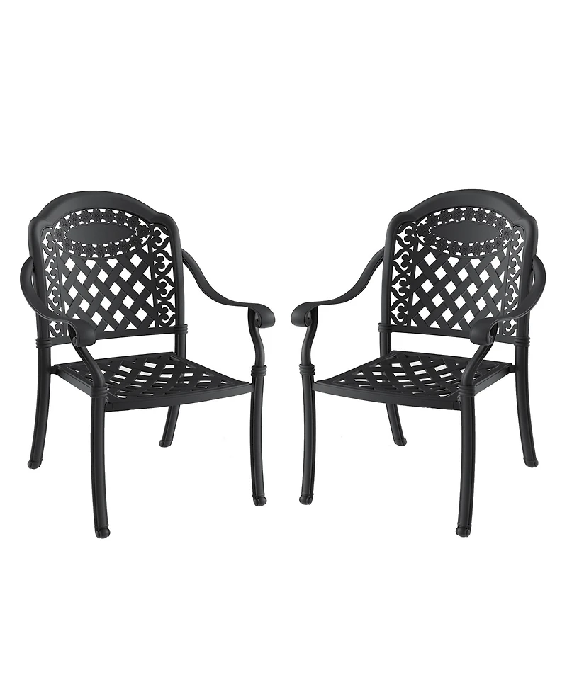 Streamdale Elegant 350lbs Capacity Aluminum Armchair with Cushions, Black