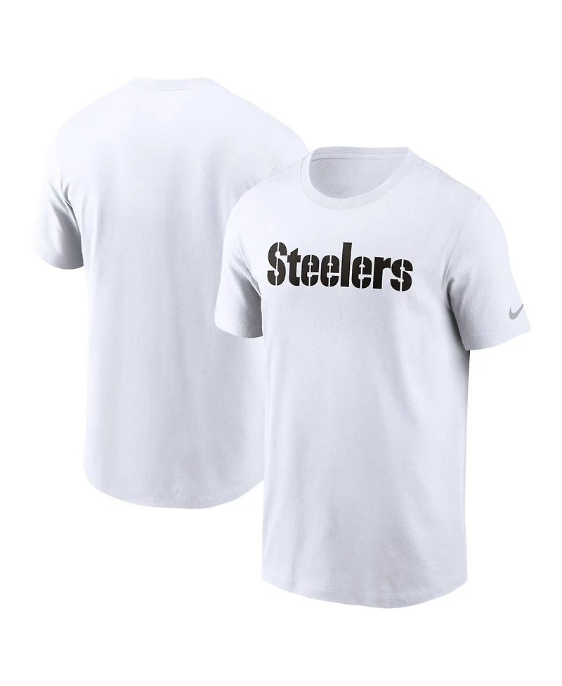 Nike Men's White Pittsburgh Steelers Primetime Wordmark Essential T-Shirt