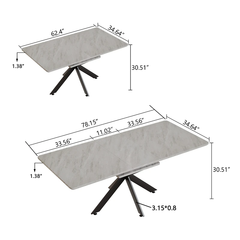 Streamdale Modern Space-Saving Dining Table Extends for 8-10 Guests