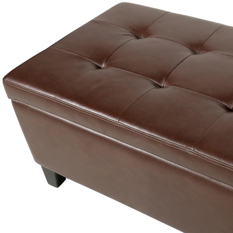 Streamdale Modern Pu Leather Upholstered Storage Ottoman Bench with Birch Legs