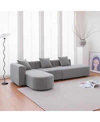 Modern L shape boucle Sofa with curved seat (facing left)