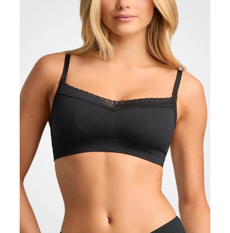 Siella Women's Organic Cotton Lace Balconette Bra