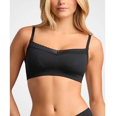 Siella Women's Organic Cotton Lace Balconette Bra