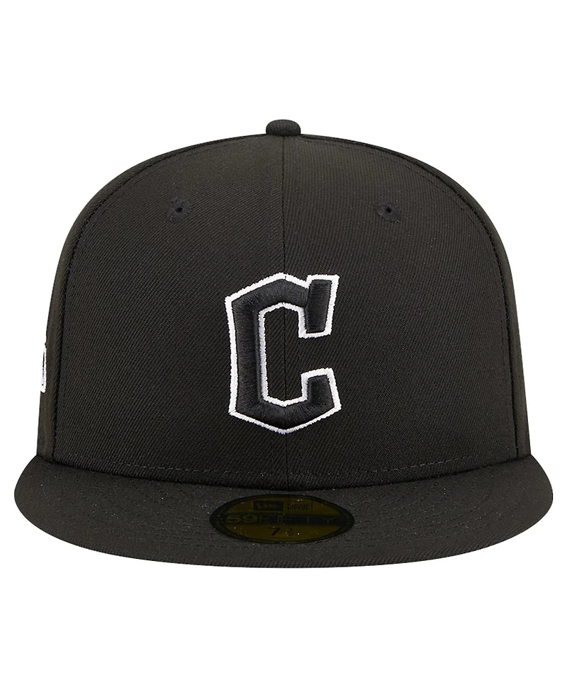New Era Men's Black Cleveland Guardians Logo 59FIFTY Fitted Hat