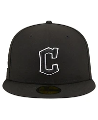 New Era Men's Black Cleveland Guardians Logo 59FIFTY Fitted Hat