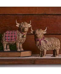 Slickblue Set of 2 Highland Cow Winter Figurines Seasonal Decor for Home