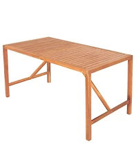 Sugift 67 Inch Patio Rectangle Acacia Wood Dining Table with Umbrella Hole