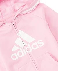 adidas Baby Girls Long Sleeve Hooded Coveralls