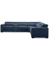Nevio 6-Pc. Fabric Power Headrest Sectional with Console and 3 Motion Chairs