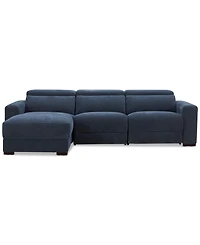 Nevio 3-Pc. Fabric Power Headrest Sectional and Chaise with 1 Motion Chair