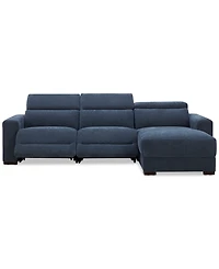 Nevio 3-Pc. Fabric Power Headrest Sectional and Chaise with 2 Motion Chairs