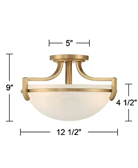 Regency Hill Mallot Modern Ceiling Light Semi Flush Mount Fixture 12 1/2" Wide Soft Gold 2-Light Marbleized Glass Bowl Shade for Bedroom Living R