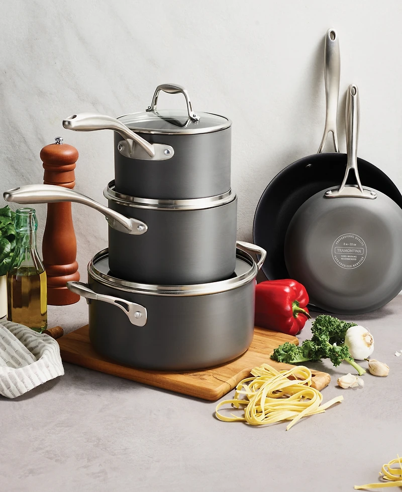 Tramontina OnyxPro 8-Piece Hard Anodized Nonstick Cookware Set with Lids