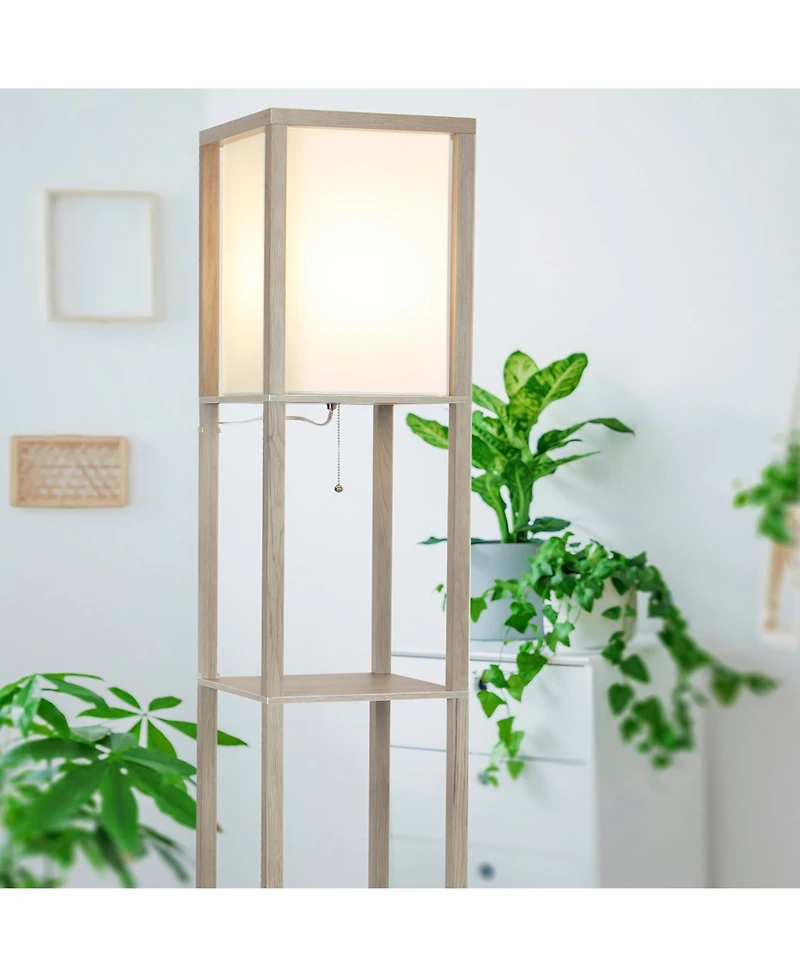 Maxwell 63" Led Shelf Column Floor Lamp with Lantern Shade