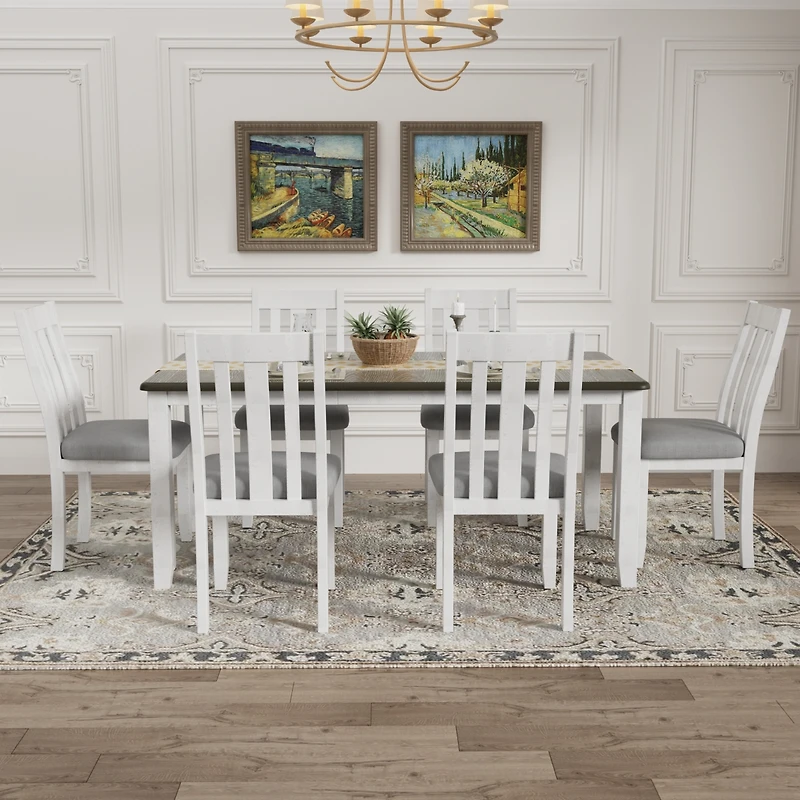Streamdale Retro 7-Piece Dining Set with Expandable Table
