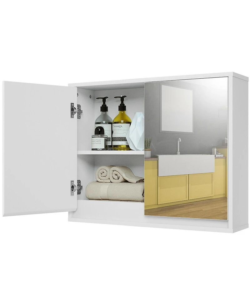 Sugift 2-Door Wall-Mounted Bathroom Mirrored Medicine Cabinet
