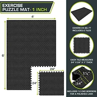 ProsourceFit Checkered Puzzle Exercise Mat 1-in, 24 Sq Ft - 6 Tiles