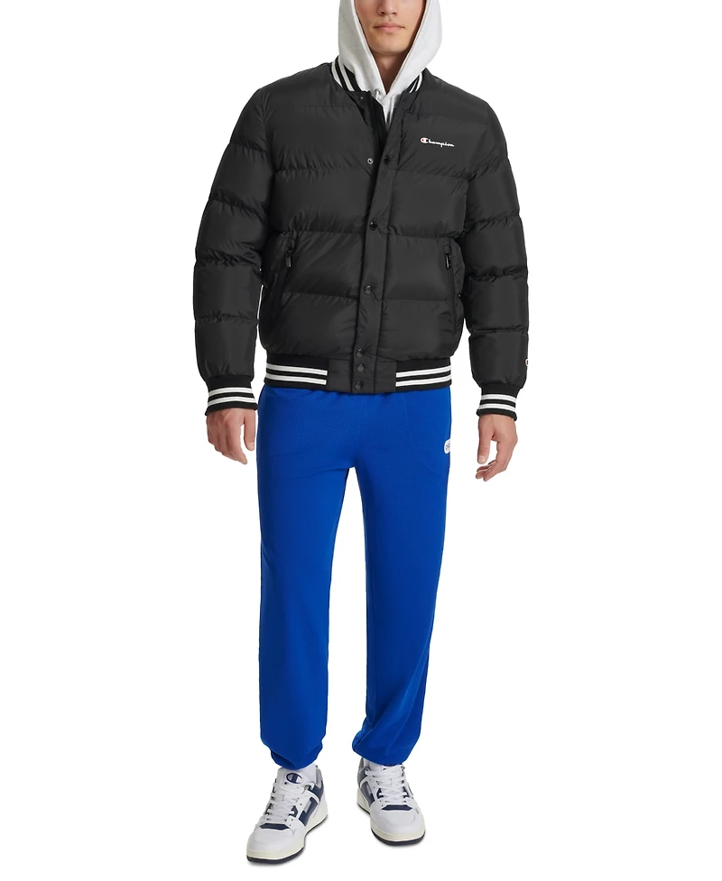 Champion Men's Quilted Full-Zip Varsity Puffer Jacket