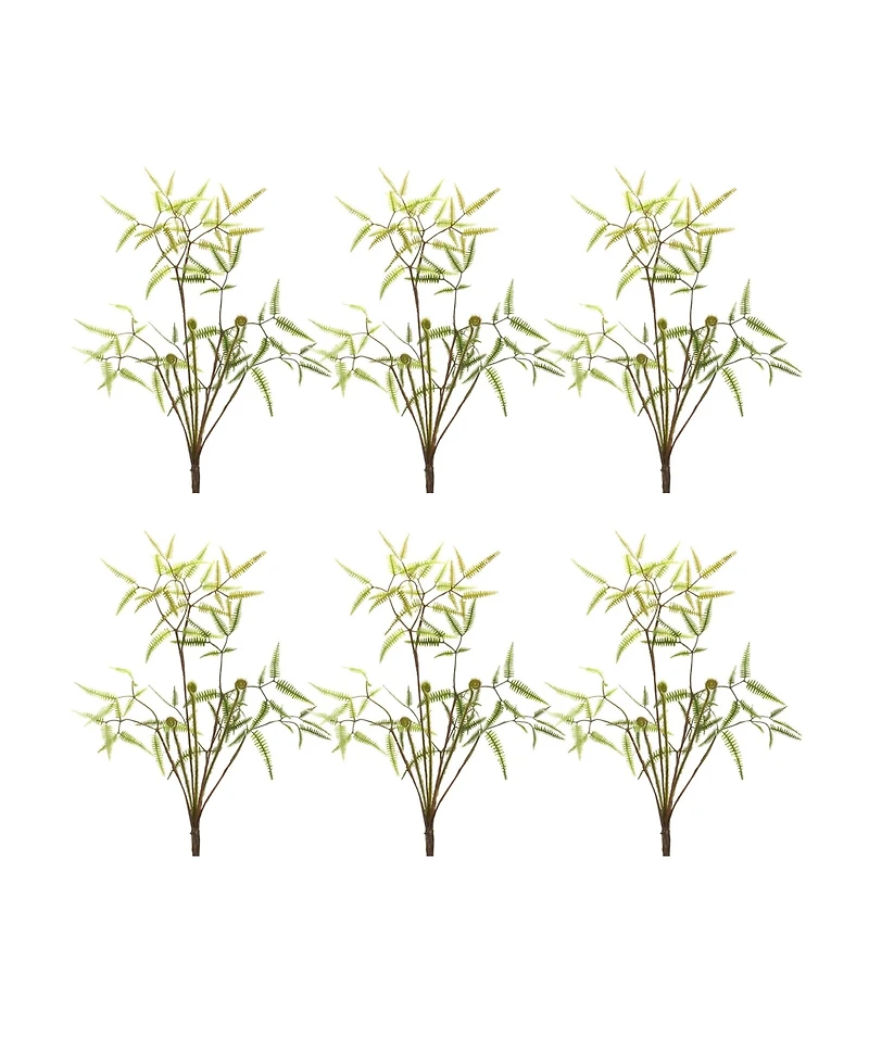 Slickblue Mini Fern Foliage Bush With Sprout Accent (Set of 6)