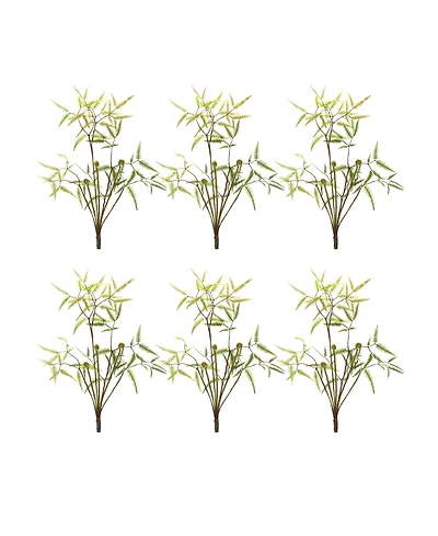 Slickblue Mini Fern Foliage Bush With Sprout Accent (Set of 6)