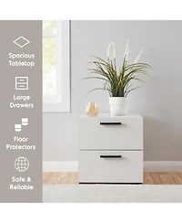 Clara Clark 2-Drawer Wood Bedroom Nightstand with Drawers