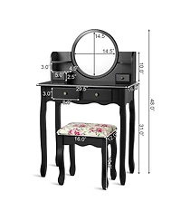 Sugift Makeup Vanity Table Set with 360° Pivoted Round Mirror