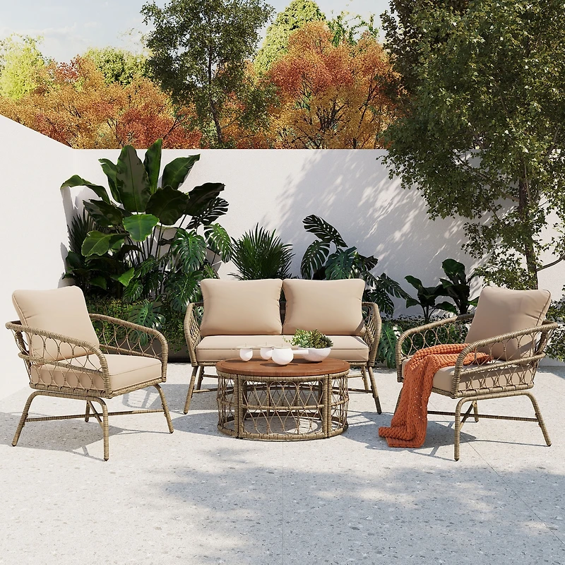 Streamdale Boho Wicker Chat Set with Comfort and Style