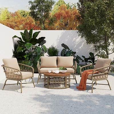 Streamdale Boho Wicker Chat Set with Comfort and Style