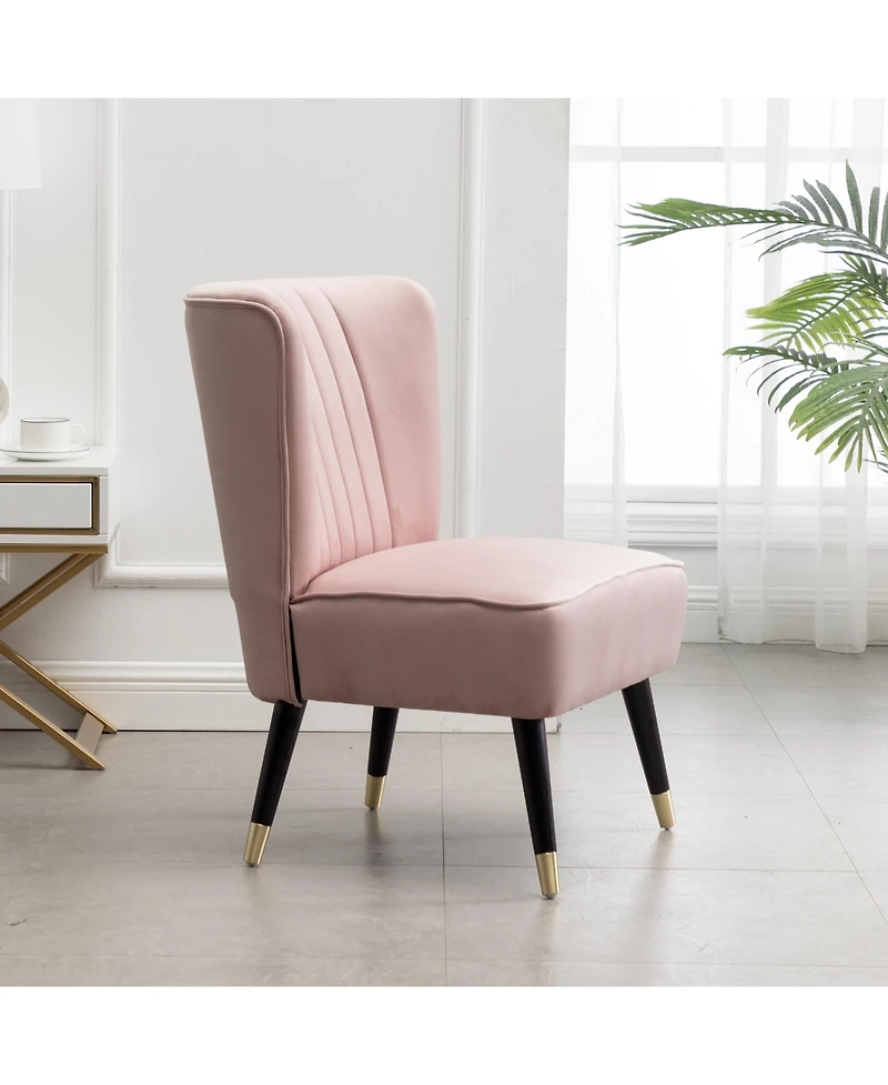 Simplie Fun Contemporary Velvet Upholstered Accent Chair, Pink