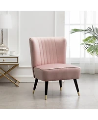 Simplie Fun Contemporary Velvet Upholstered Accent Chair, Pink
