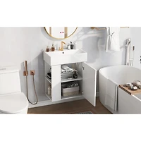 Streamdale Furniture Modern 21.6" White Bathroom Vanity with Left Side Storage