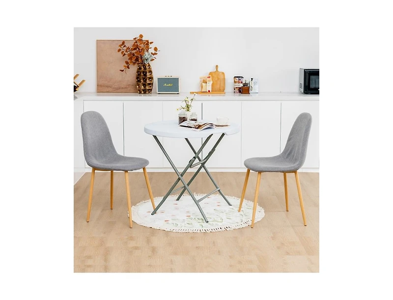 Slickblue 32 Inch Round Foldable Lightweight Table with Double Lockable Doors