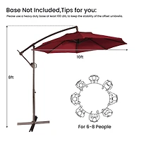 Mondawe 10 Ft Outdoor Cantilever Uv Protective Patio Offset Umbrella for Balcony