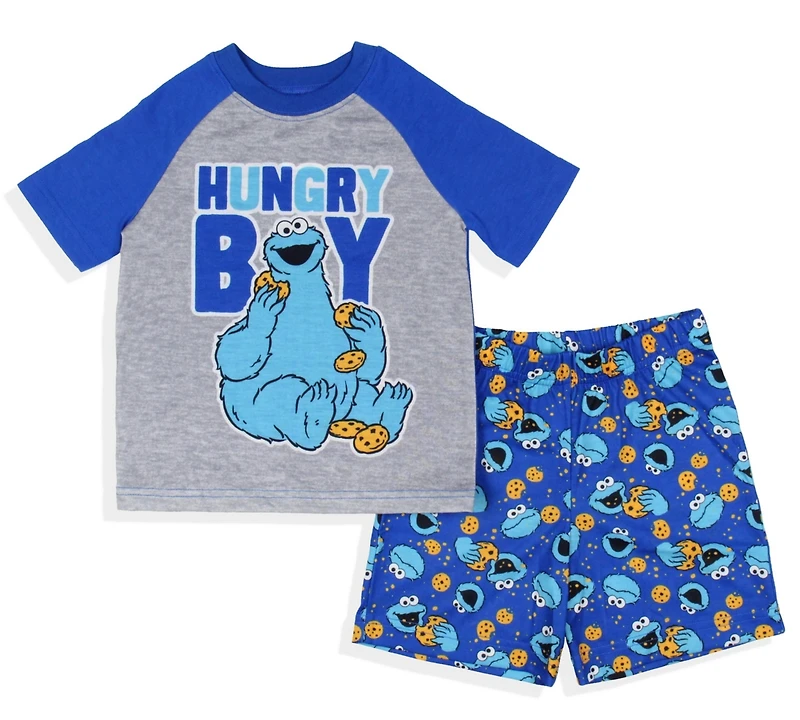 Sesame Street Toddler Boys Cookie Monster Hungry Sleep Pajama Set Short