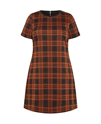 City Chic Plus Check Love Shift Mini Dress