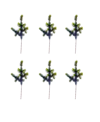 Slickblue Set of 6 Wintry Green Pine Sprays for Seasonal Decoration