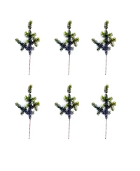 Slickblue Set of 6 Wintry Green Pine Sprays for Seasonal Decoration