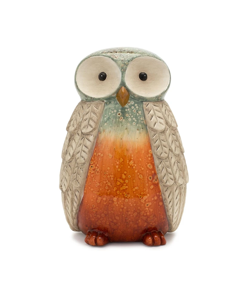 Slickblue Terra Cotta Owl Figurine With Glazed Accents (Set of 2)