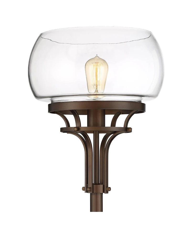 Franklin Iron Works Luz Industrial Torchiere Floor Lamp Standing 72 1/2" Tall Oil Rubbed Bronze Clear Glass for Living Room Bedroom Office House