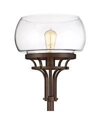Franklin Iron Works Luz Industrial Torchiere Floor Lamp Standing 72 1/2" Tall Oil Rubbed Bronze Clear Glass for Living Room Bedroom Office House