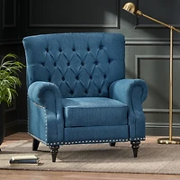 Streamdale Classic Style Navy Blue Fabric Push Back Chair